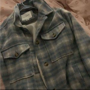 blue plaid oversized american eagle shacket